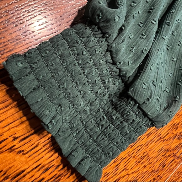 Zara TRF Collection Dress Hunter Green Women's XXL EUC Pleats Swiss Dot - Picture 5 of 6